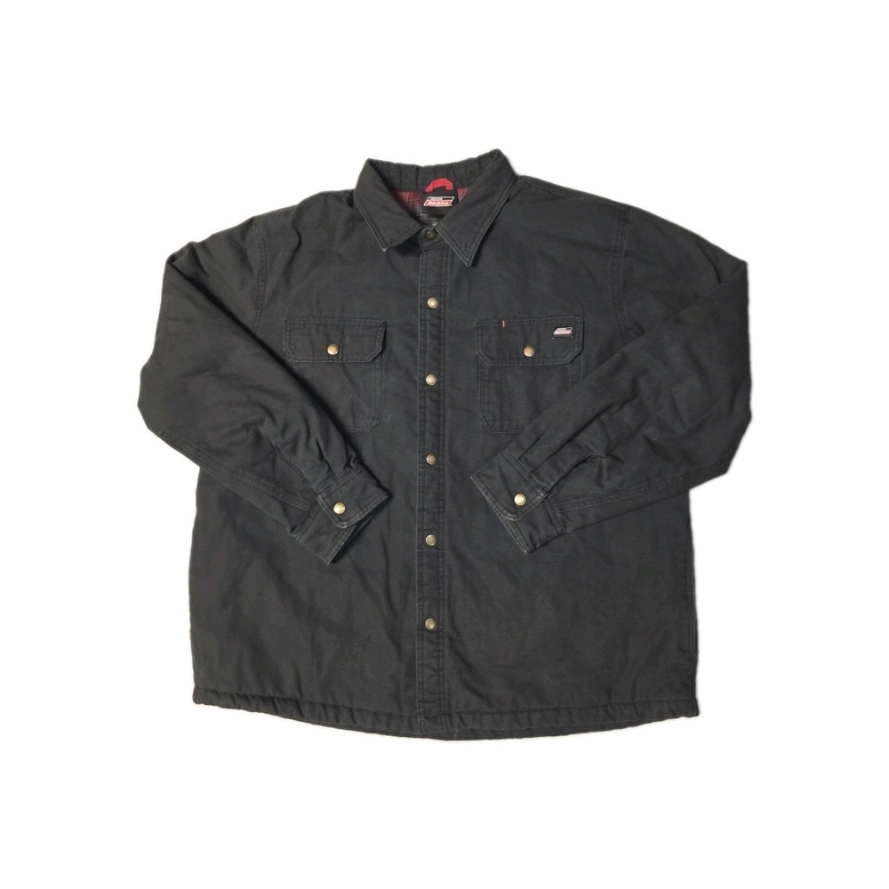 Dickies Canvas Quilted Black Size 2XL Flannel Lined Workwear Button Up Jacket